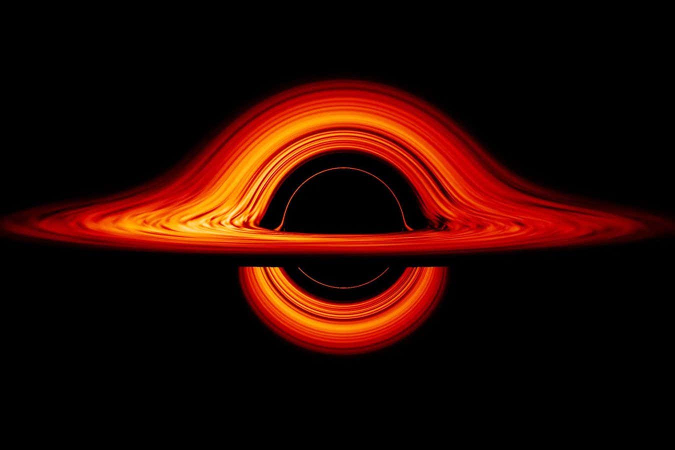 This new visualization of a black hole illustrates how its gravity distorts our view, warping its surroundings as if seen in a carnival mirror. The visualization simulates the appearance of a black hole where infalling matter has collected into a thin, hot structure called an accretion disk. The black hole?s extreme gravity skews light emitted by different regions of the disk, producing the misshapen appearance. Bright knots constantly form and dissipate in the disk as magnetic fields wind and twist through the churning gas. Nearest the black hole, the gas orbits at close to the speed of light, while the outer portions spin a bit more slowly. This difference stretches and shears the bright knots, producing light and dark lanes in the disk. Viewed from the side, the disk looks brighter on the left than it does on the right. Glowing gas on the left side of the disk moves toward us so fast that the effects of Einstein?s relativity give it a boost in brightness; the opposite happens on the right side, where gas moving away us becomes slightly dimmer. This asymmetry disappears when we see the disk exactly face on because, from that perspective, none of the material is moving along our line of sight. Closest to the black hole, the gravitational light-bending becomes so excessive that we can see the underside of the disk as a bright ring of light seemingly outlining the black hole. This so-called ?photon ring? is composed of multiple rings, which grow progressively fainter and thinner, from light that has circled the black hole two, three, or even more times before escaping to reach our eyes. Because the black hole modeled in this visualization is spherical and non-rotating, the photon ring looks nearly circular and identical from any viewing angle. Inside the photon ring is the black hole?s shadow, an area roughly twice the size of the event horizon ? its point of no return. This visualization is ?mass invariant,? which means it can represent a black hole of any mass. The size of the black hole's shadow is proportional to its mass, but so is the size of the accreetion disk, so its properties scale accordingly. Simulations and movies like these really help us visualize what Einstein meant when he said that gravity warps the fabric of space and time.