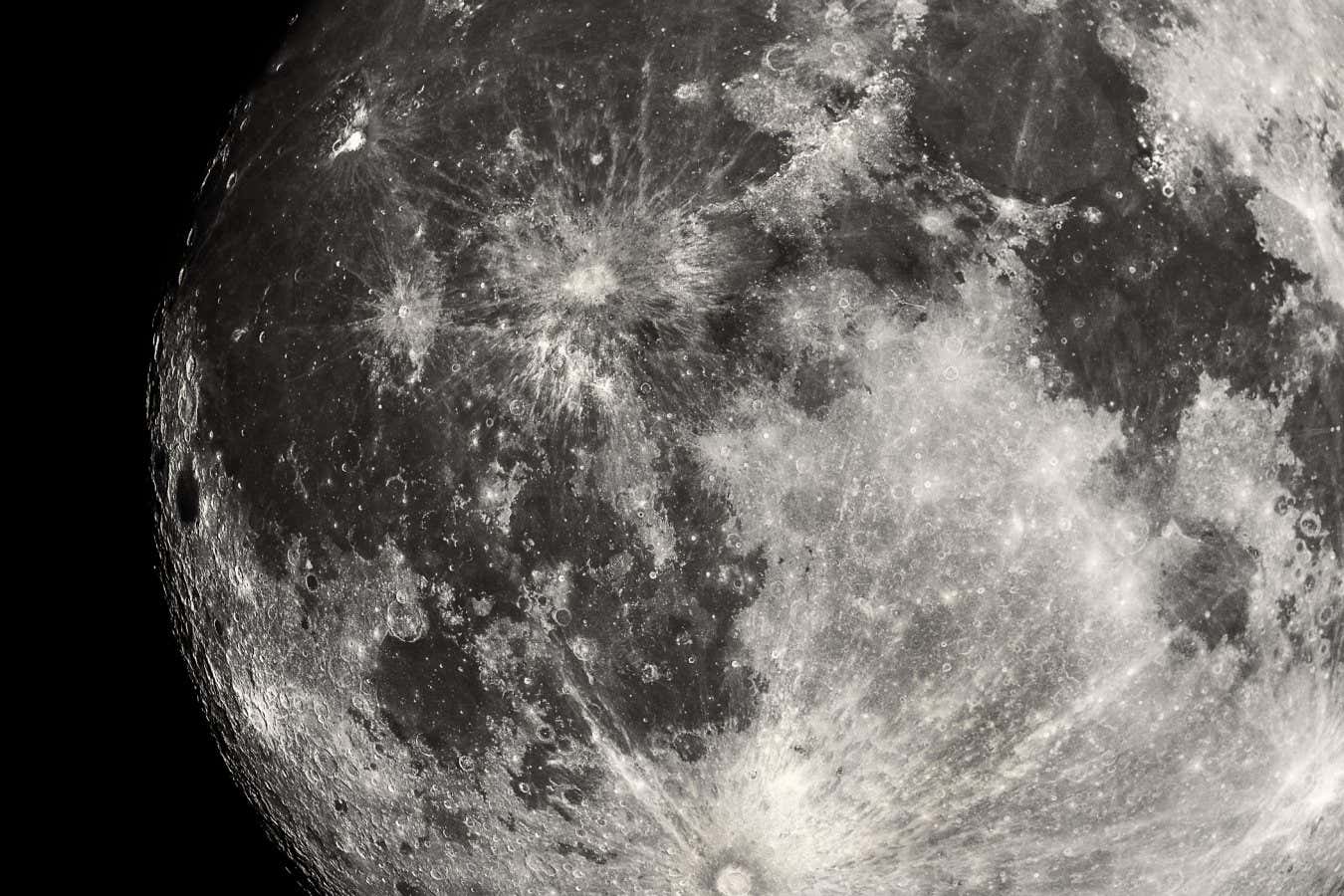 Detailed close up view of the moon